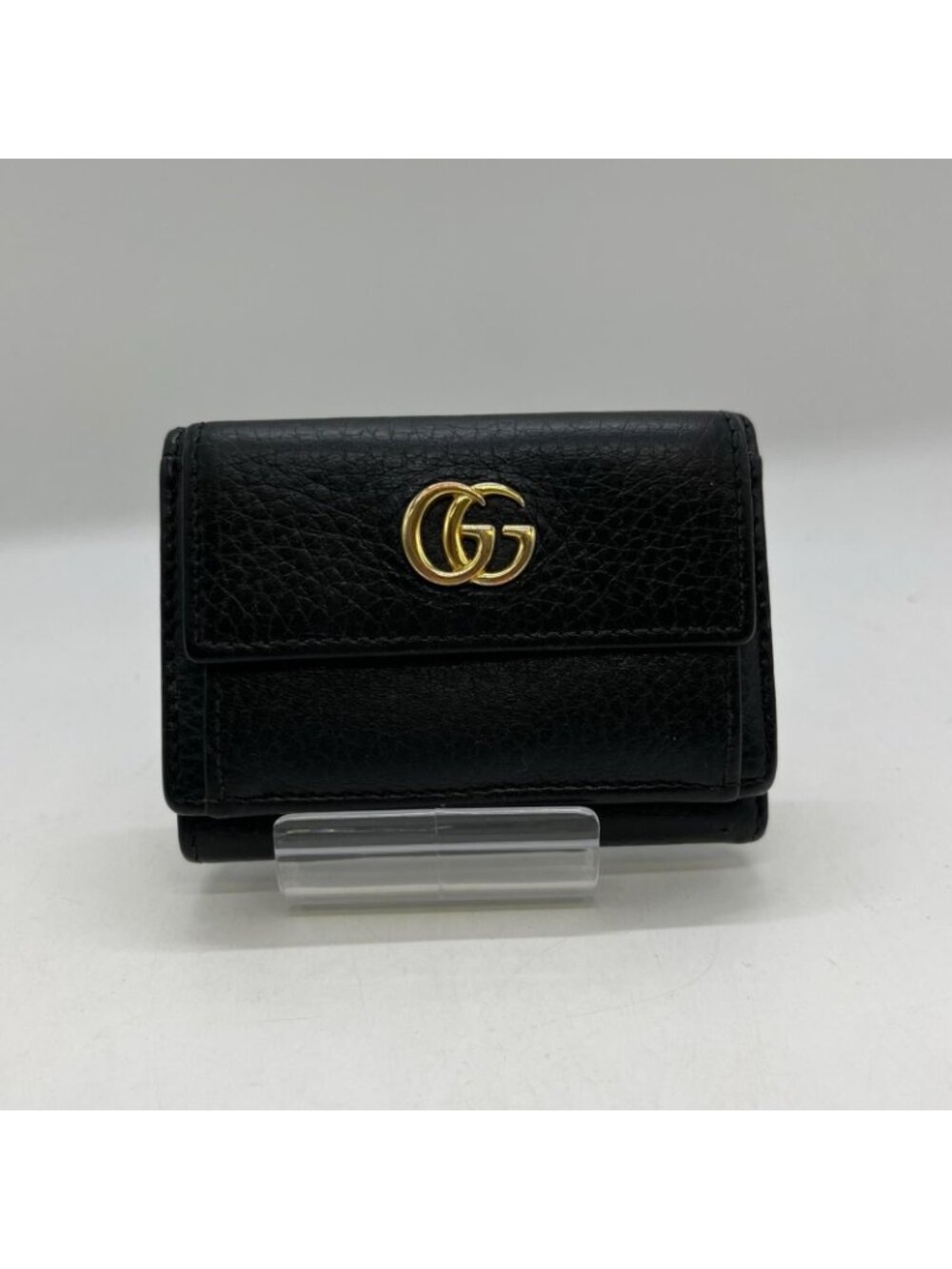 Gucci Trifold Wallet GG Marmont Hook Calfskin Leather Black - Picture 2 of 10